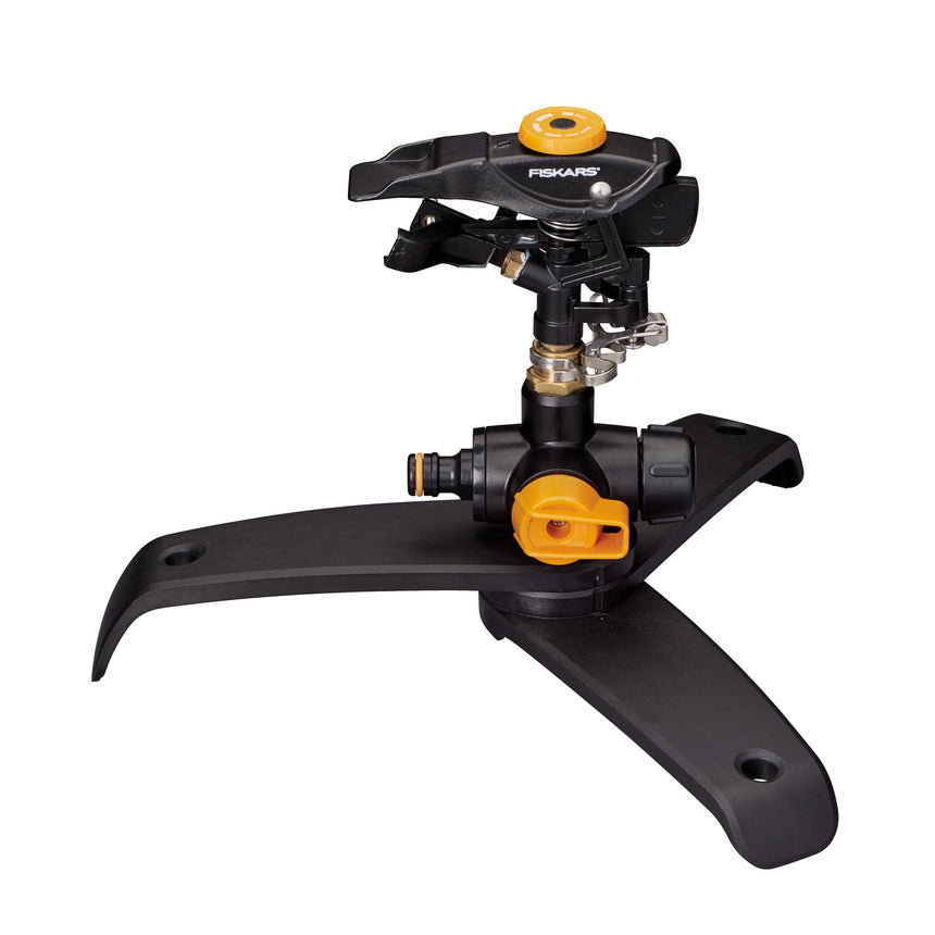 Aspersor pulsator cu trepied Fiskars 1027050, buton on/off