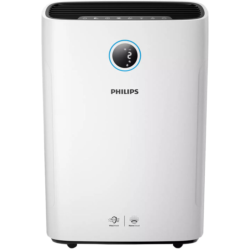 Purificator si umidificator 2 In 1 Philips AC2729/51, CADR 250 mc/h, AeraSense, VitaShield, Clean Home+, Senzor temperatura si umiditate, Senzor calitate aer, 4 moduri umidificare, 30mp, Alb