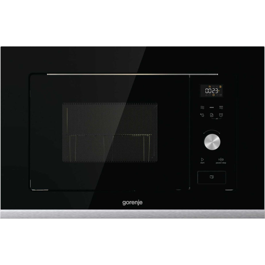 Cuptor cu microunde incorporabil, Gorenje, capacitate 20l, 800W, 15 programe, sticla neagra/otel inoxidabil