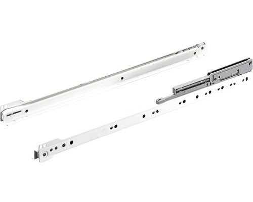 Glisiere Tip Sina Cu Bile Hettich 500mm, Max. 20kg, Cu Amortizor, Otel Vopsit Alb, 1 Pereche