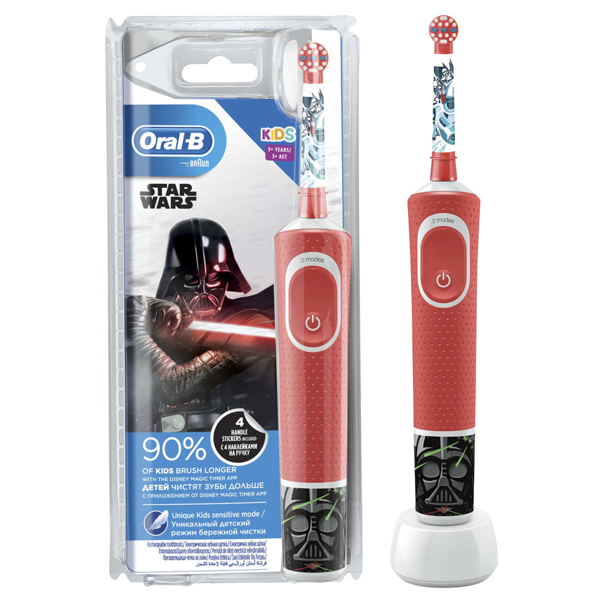 Periuta de dinti electrica Oral-B D100 Vitality Star Wars pentru copii 7600 oscilatii/min, Curatare 2D, 2 programe, 1 capat, 4 stickere incluse, Multicolor