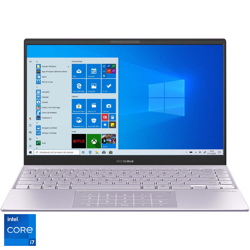 Laptop ultraportabil ASUS Zenbook 13 OLED UX325EA cu procesor Intel® Core™ i7-1165G7, 13.3", Full HD, 8GB, 512GB SSD, Intel Iris Xᵉ Graphics, Windows 10 Home, Lilac Mist
