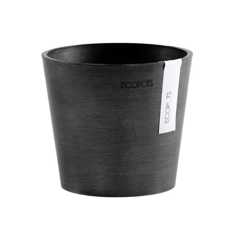 Ghiveci din plastic reciclat Ecopots Amsterdam Mini, 13 cm., Gri Inchis