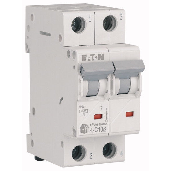 Siguranta electrica automata EATON 194769, HL-C10/2, latime 2 module, 4,5kA, 2P, caracteristica C, 10A