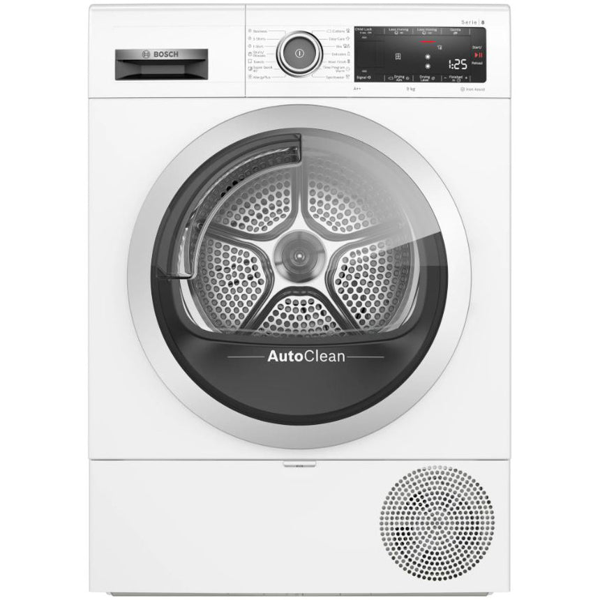 Uscator de rufe Bosch WTX87K01BY, Pompa de caldura, 9 kg, 15 programe, AutoDry Technology, Clasa A++, Alb