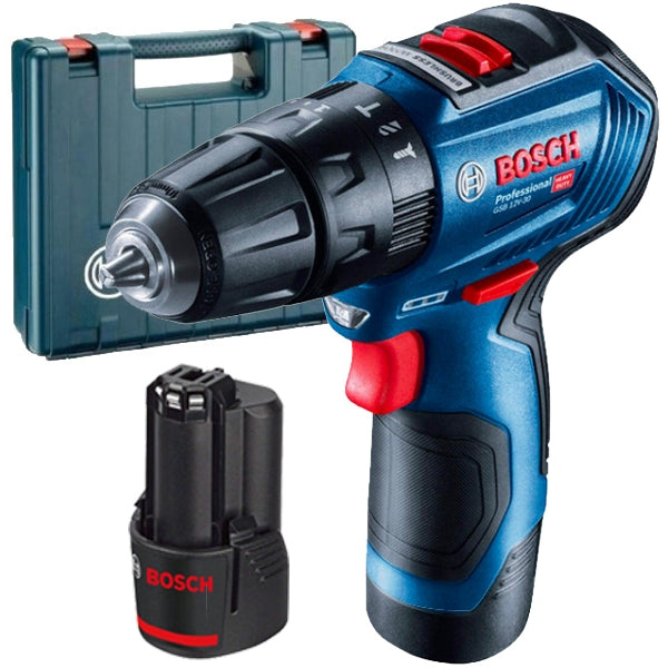 Masina de gaurit si insurubat (bormasina) cu percutie Bosch Professional GSB 12V-30, 12 V, 1600 RPM, 24.000 PPM, 2 acumulatori, incarcator rapid, valiza profesionala