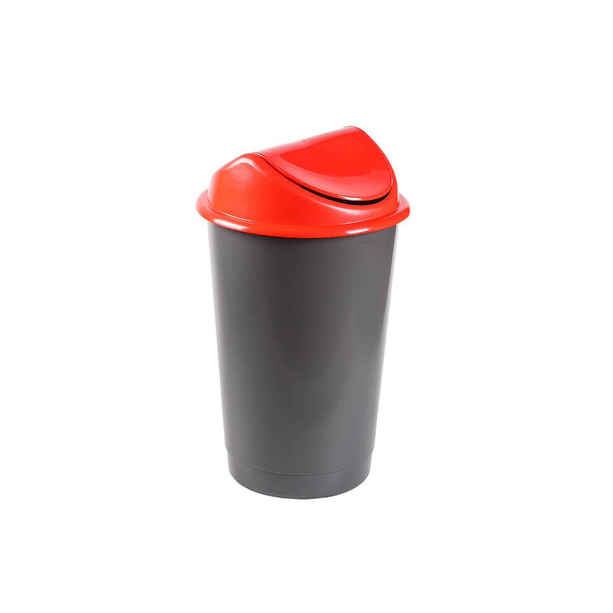 Cos gunoi, 60 litri, Flip Flap Delta, negru/rosu