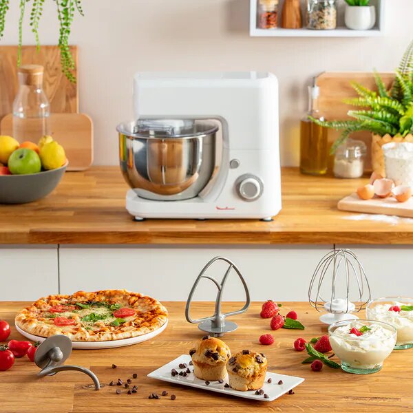 Robot de bucatarie Moulinex MasterChef Essential QA150110, 800 W, 6 viteze + Puls, Bol 4.8 l, Alb