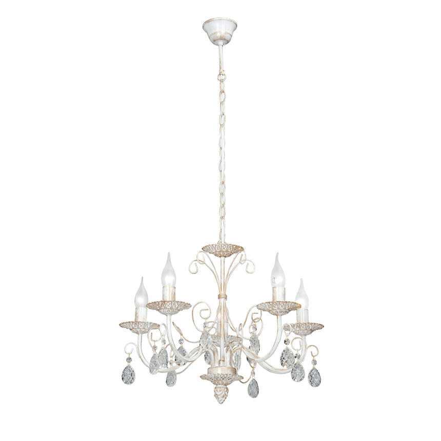 Candelabru Ignacio 5xE14, 55x55x96 cm, 40W, alb, auriu