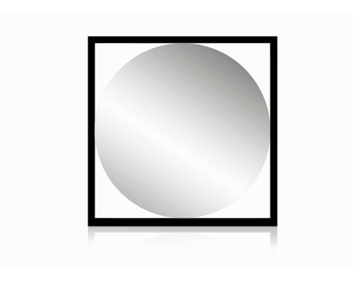 Oglinda Baie Rotunda Cordia Quadro Line 63, 5x63, 5 Cm Rama Neagra