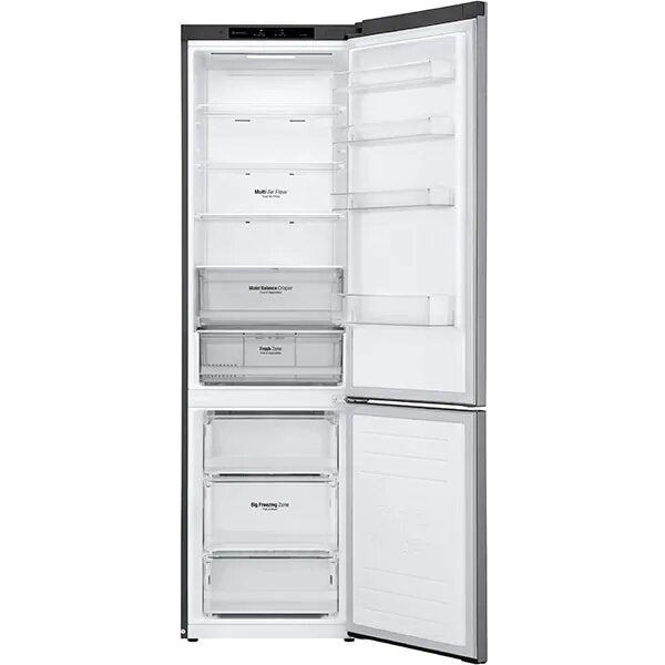 Combina frigorifica LG GBB62PZJMN, 384 l, Clasa E, No Frost, Compresor Smart Inverter, SmartDiagnosis, Argintiu