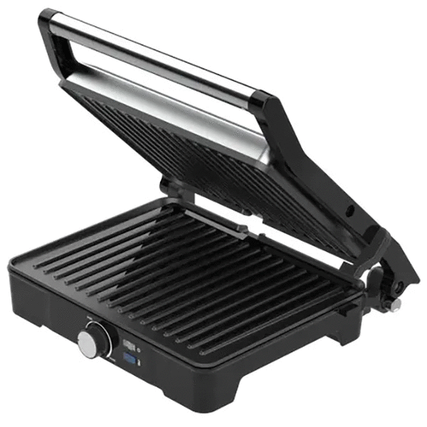 Gratar, AENO, EG2, 2000W, Control temperatura, Deschidere 180°, 290x234mm, Negru/Argintiu