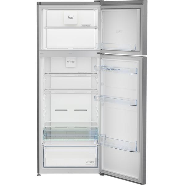 Frigider cu doua usi Beko RDNE455K40XBN, 406 l, NeoFrost Dual Cooling, Compresor ProSmart Inverter, Cutie legume si fructe, Functie racire rapida, XXL Bottle holder, Clasa E, H 185 cm, Silver