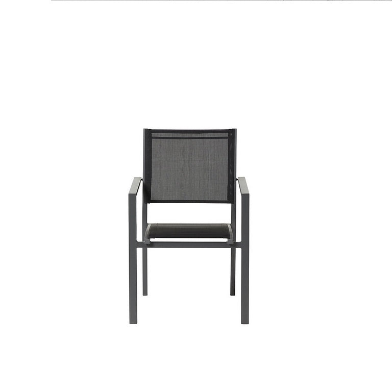 Scaun de gradina Barbana, metalic, cadru din aluminiu negru, culoare negru, 56 x 86 x 59 cm