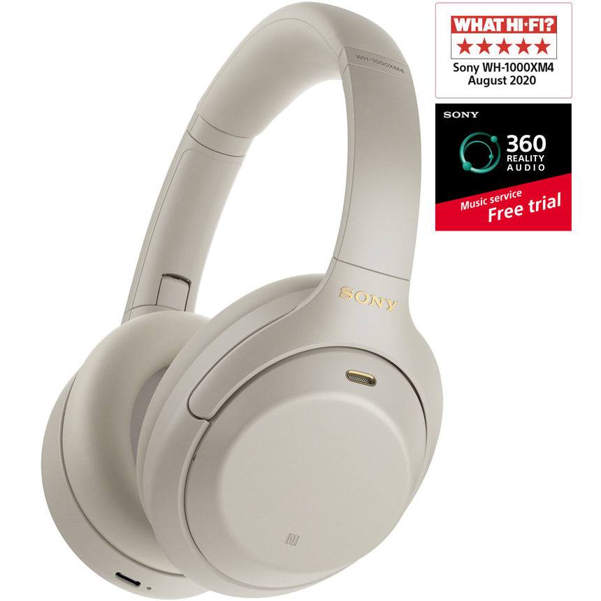 Casti Over the Ear Sony WH-1000XM4S, Wireless, Bluetooth, Noise cancelling, Microfon, Argintiu