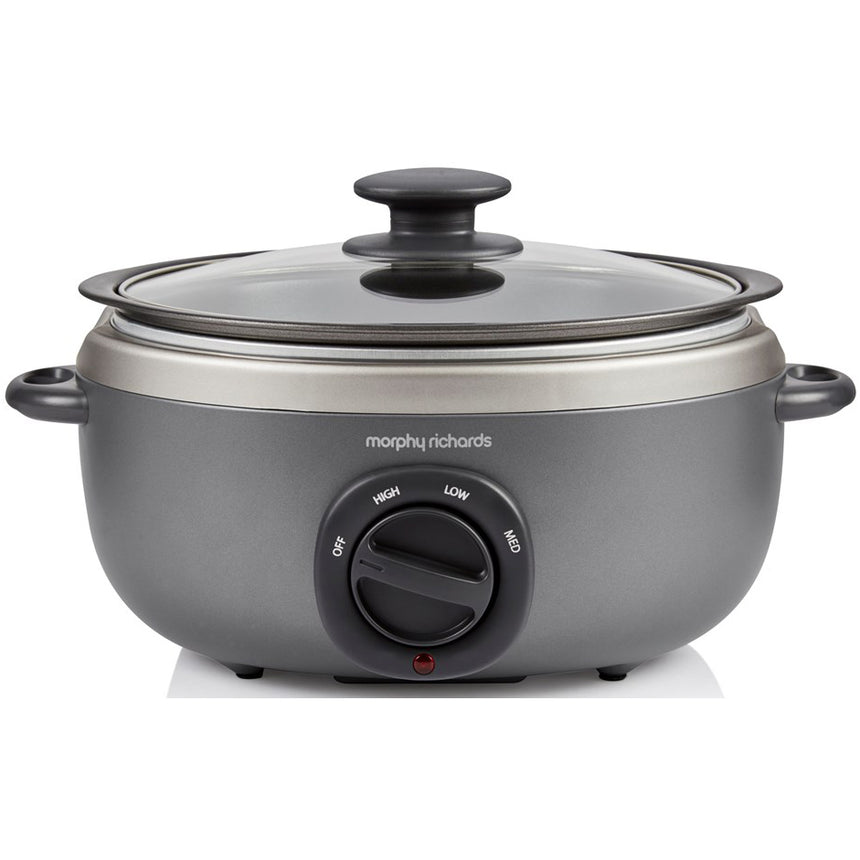 Slow cooker MORPHY RICHARDS Titanium 460022EERROM, 165W, 3.5l, 3 programe, argintiu-negru