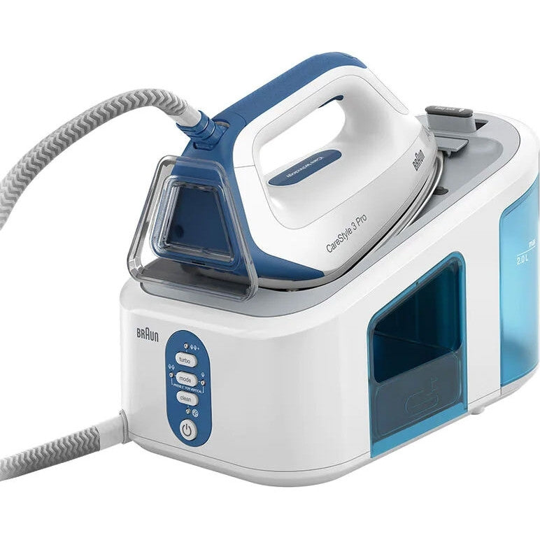 Statie de Calcat Braun CareStyle 3 Pro IS 3157, 2400 W, 6.8 bar, 2 L, Alb/Albastru