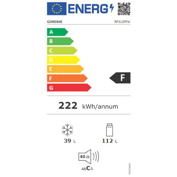 Frigider cu doua usi GORENJE RF312FPW, 121 l, H 123 cm, Clasa F, Alb