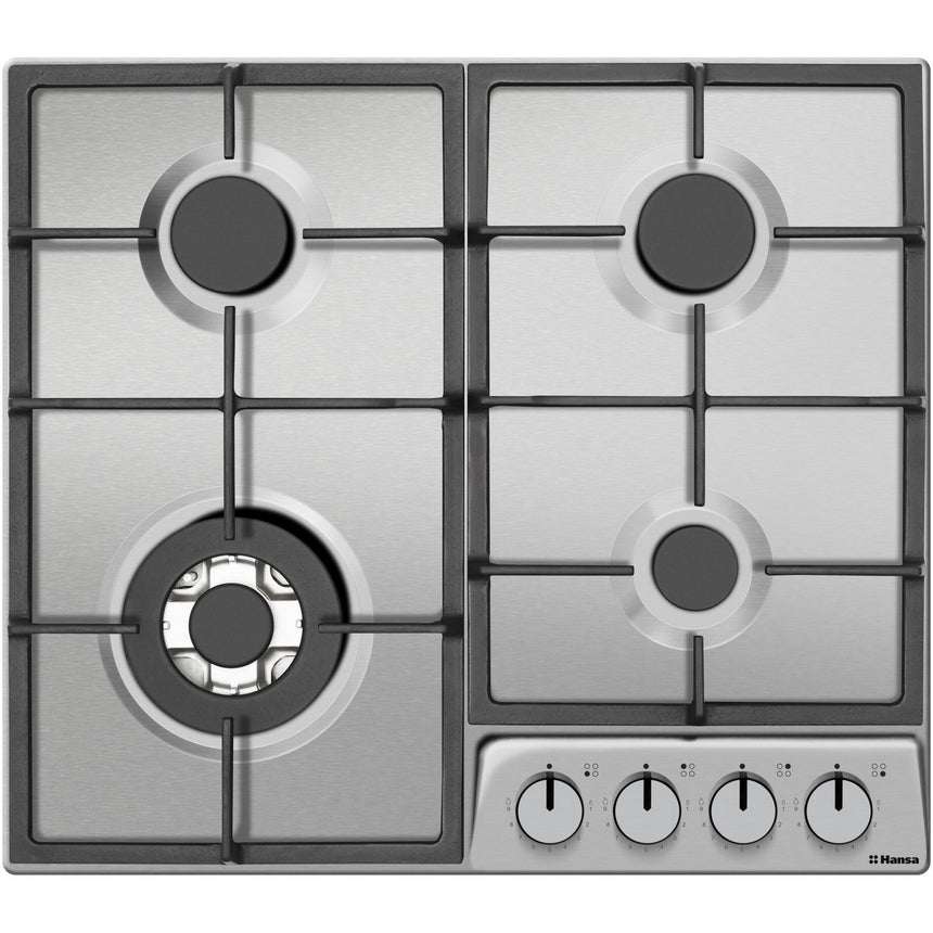 Plita incorporabila Hansa Integra BHGI631542, Gaz, 4 Arzatoare, Aprindere electrica, Gratare fonta, Inox