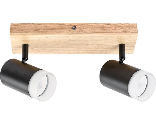 Sina Spoturi Toras Gu10 Max. 2x5w, Ø60mm Negru/Stejar
