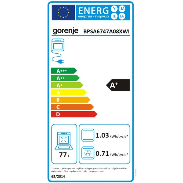 Cuptor incorporabil Gorenje BPSA6747A08XWI, clasa energetica A+, IconTouch, 77 l, 300 °C, Inox