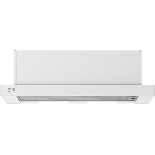 Hota incorporabila telescopica HNT61110WH, Putere de absorbtie 291 mc/h, Filtre de carbon incluse, Filtre metalice anti-grasime, 3 Trepte de viteza, iluminare LED, 60 cm, Alb