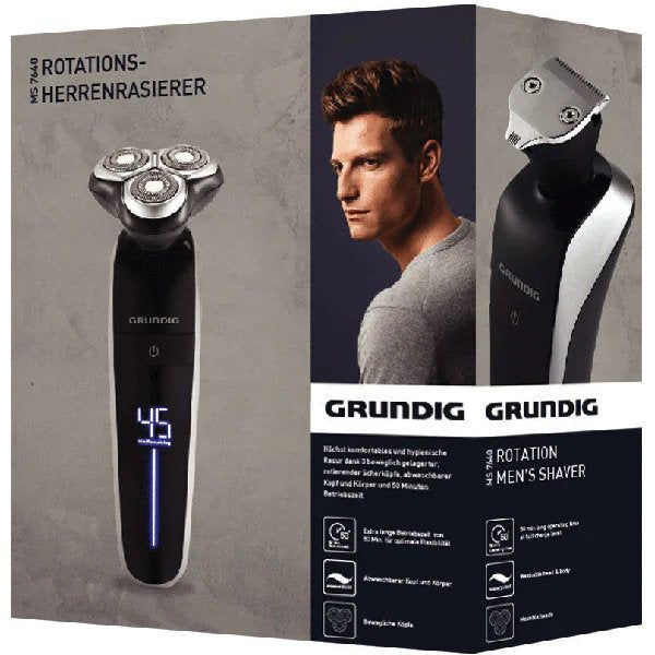 Aparat de Ras GRUNDIG MS7640, Acumulator, Autonomie 50 min, Negru
