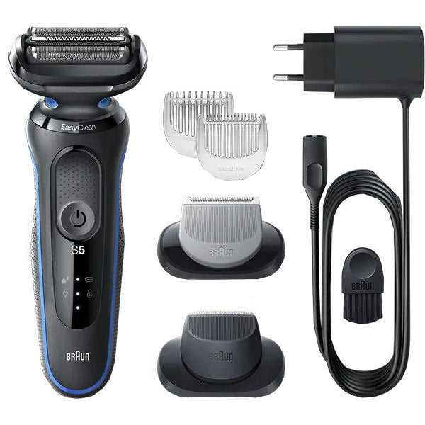 Aparat de ras electric Braun 50-B1620s, sistem EasyClean, utilizare uscata si umeda, albastru