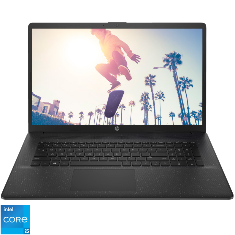 Laptop HP 17-cn3004nq cu procesor Intel® Core™ i5-1334U pana la 4.6GHz, 17.3'', Full HD, IPS, 16GB DDR4 RAM, 1TB SSD, Intel® Iris® Xe, Free DOS, Black