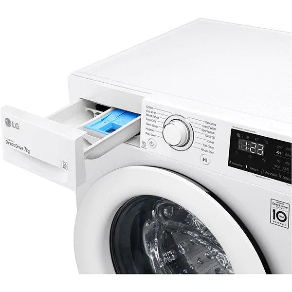 Masina de spalat rufe frontala LG F4WN207N3E, 7 kg, 1400rpm, Clasa D, Direct Drive, SmartDiagnosis™, Add Item, Alb