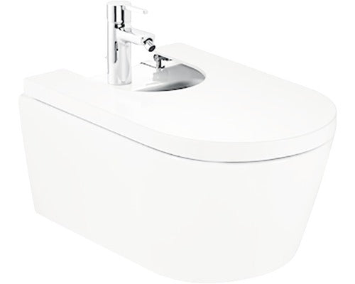 Bideu suspendat Roca Inspira Round 37x56 cm alb