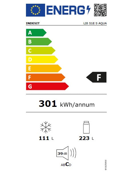 Combina frigorifica Indesit LI8S1ESAQUA, 334 l, Clasa F, Fast cooling, Less frost, Fresh box, Dozator apa, H 189 cm, Argintiu