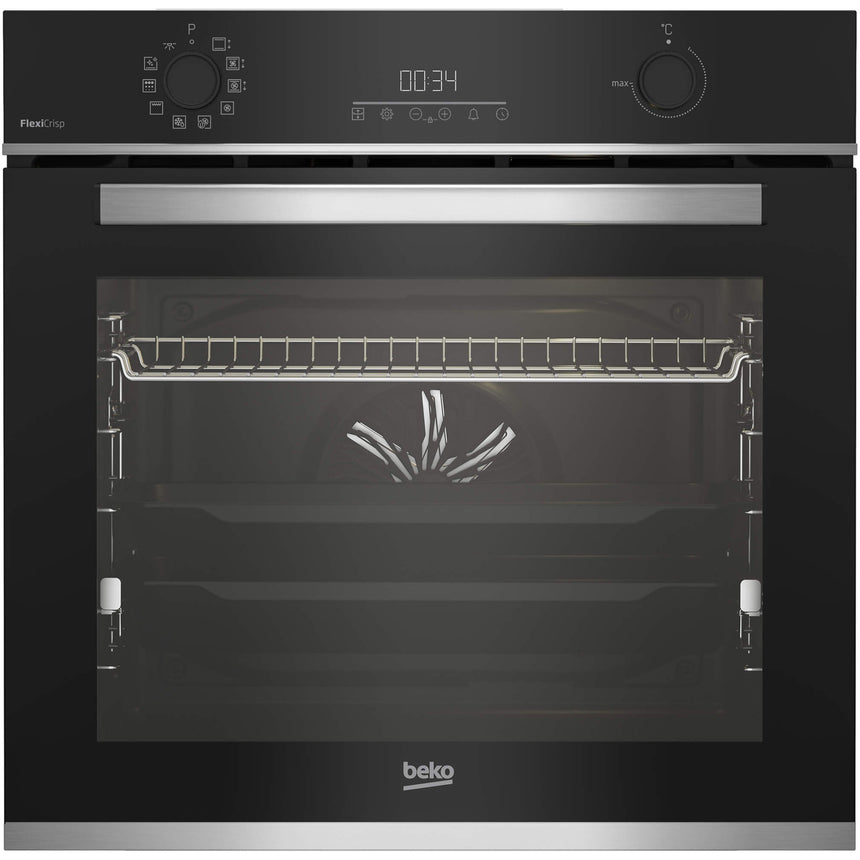 Cuptor incorporabil Beko BBIM13300XFFMP, Electric, 72 l, Autocuratare pirolitica, FlexiCrisp, AEROperfect, RecycledNet, SteamShine Cleaning, Rafturi telescopice, SoftClose door, Grill, 3D Cooking, Display LED, Control touch, Clasa A+, Negru
