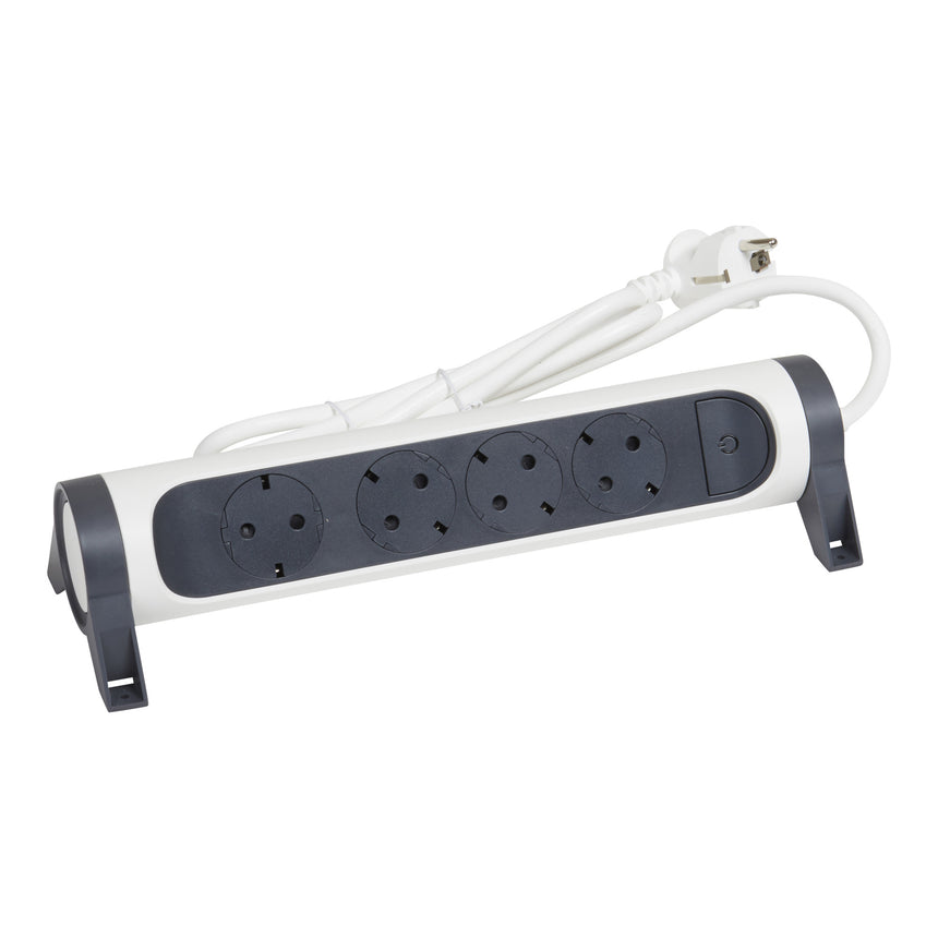 Prelungitor rotativ Legrand Revolution L694536, cu intrerupator iluminat, sectiune cablu 3x1.5mm, cordon 3m, Alb/Negru