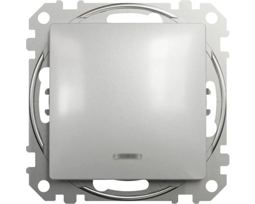 Buton Simplu Schneider Sedna Design, Cu Lumina, Aluminiu