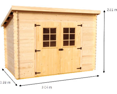 Casuta De Gradina Habrita Fara Podea Lemn Masiv 304x199 Cm Natur
