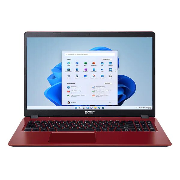 Laptop ACER Aspire 3 A515-56-52NQ, Intel Core i3-1005G1 pana la 3.4GHz, 15.6" Full HD, 8GB, SSD 256GB, Intel UHD Graphics, Windows 11 Home, Rosu