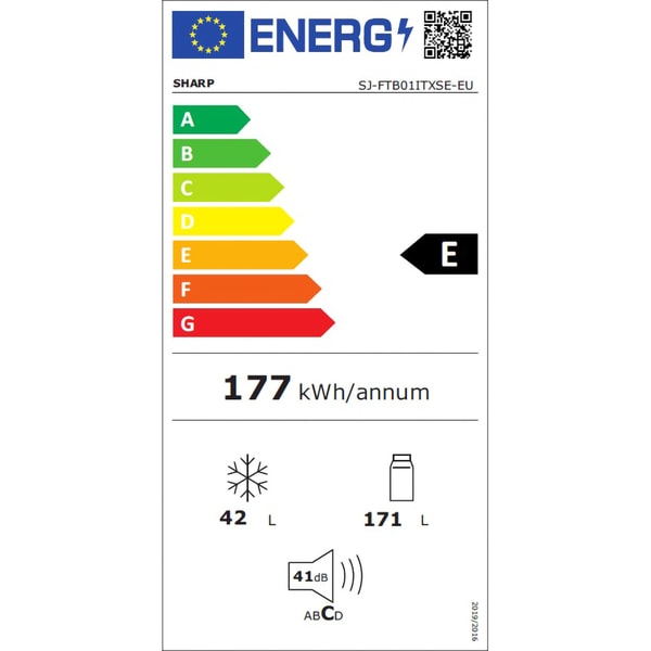 Frigider cu Doua Usi SHARP SJ-FTB01ITXSE-EU, 213 l, H 145 cm, Clasa E, Argintiu