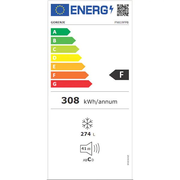 Congelator GORENJE FN619FPB, No Frost, 274 l, H 185.5 cm, Clasa F, Negru