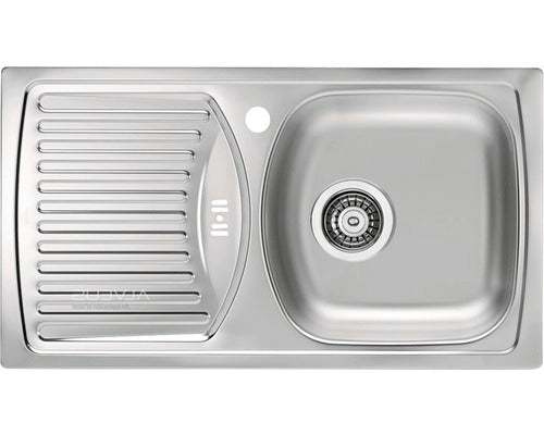 Chiuveta Bucatarie Cu O Cuva Alveus Basic 150 Satin, 78x35 Cm, Cu Picurator Pe Partea Stanga, Inox Satinat