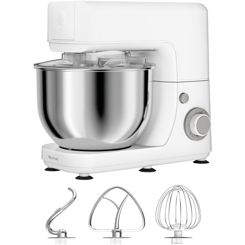Robot de bucatarie Tefal MasterChef Essential QB150138, 800W, capacitate bol inox 4.8L, 6 trepte de viteza, functie pulse, alb