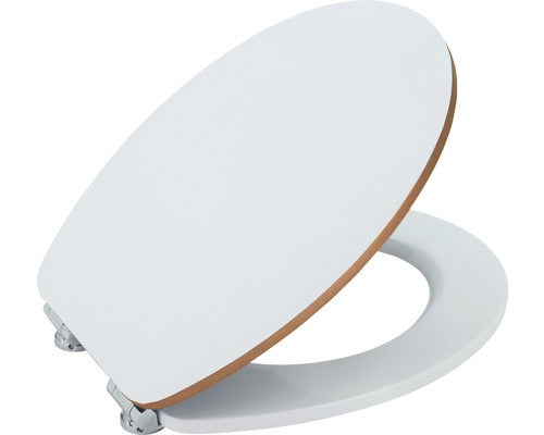 Capac WC form & style Edge, usor detasabil, inchidere lenta, alb-cupru 47,6x36,5 cm