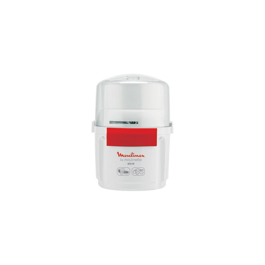 Tocător Electric Moulinex AD560120 La Moulinette, 800W, Capacitate 200 g, Sistem 1-2-3, Alb-Roșu