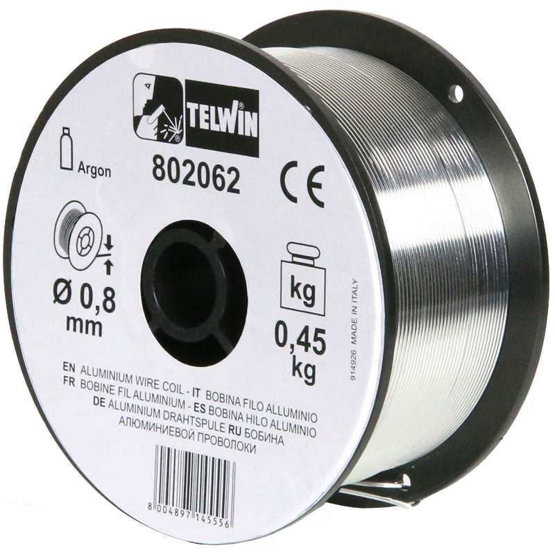 Rola sarma sudura Telwin din aluminiu, 0.8 mm, 0.45 kg pentru sudura MIG-MAG
