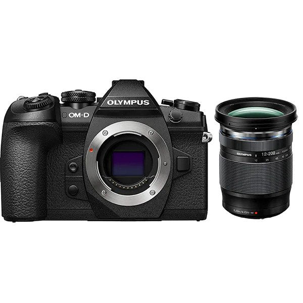 Set Aparat foto Mirrorless OLYMPUS E-M1 Mark II, Kit, 20.4 MP, 4K, Wi-Fi, plus Obiectiv M Zuiko ED 12-200mm, Negru
