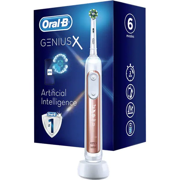 Periuta de dinti electrica ORAL-B Genius X Cross Action, 8800 Oscilatii/min, 6 Programe, 1 Capat, Roz