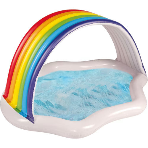 Piscina Gonflabila Happy People Baby Rainbow cu Parasolar 149 x 124 cm