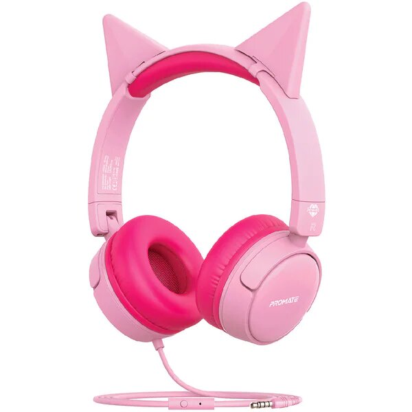 Casti Pentru Copii PROMATE Jewel, Cu fir, On-ear, Microfon, Roz