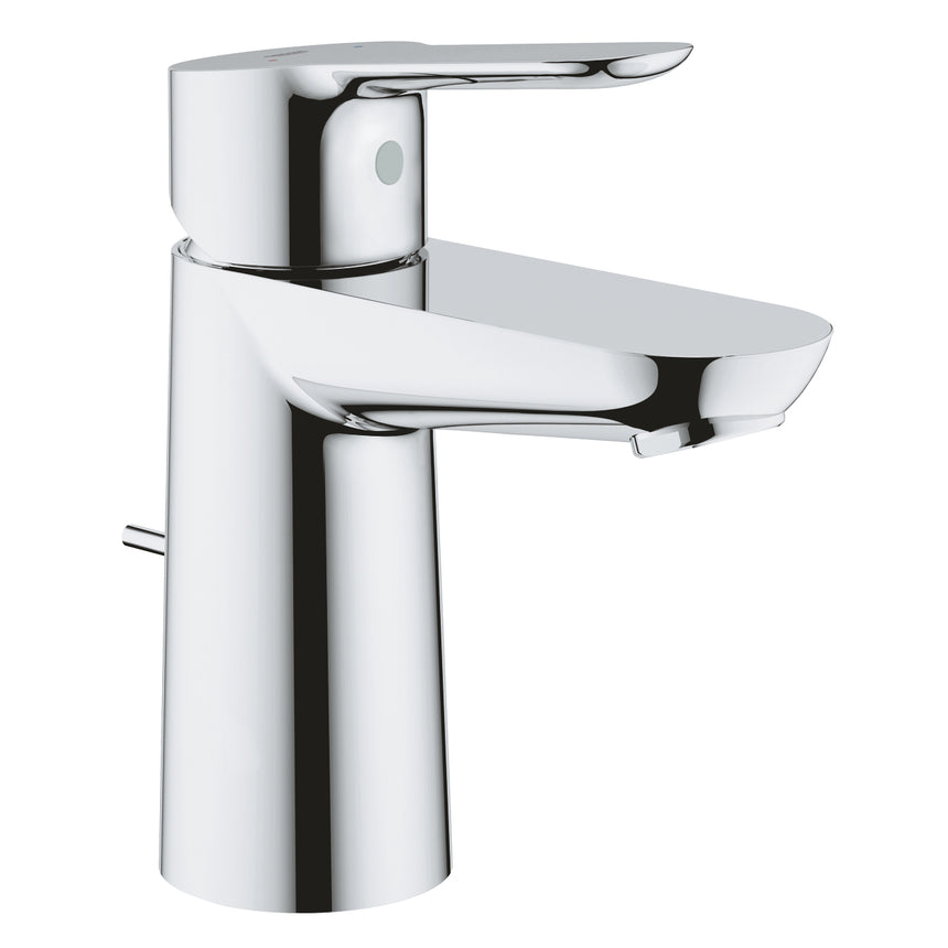 Baterie lavoar inaltime medie Grohe Bauegde, crom, furtune flexibile, set evacuare cu tija