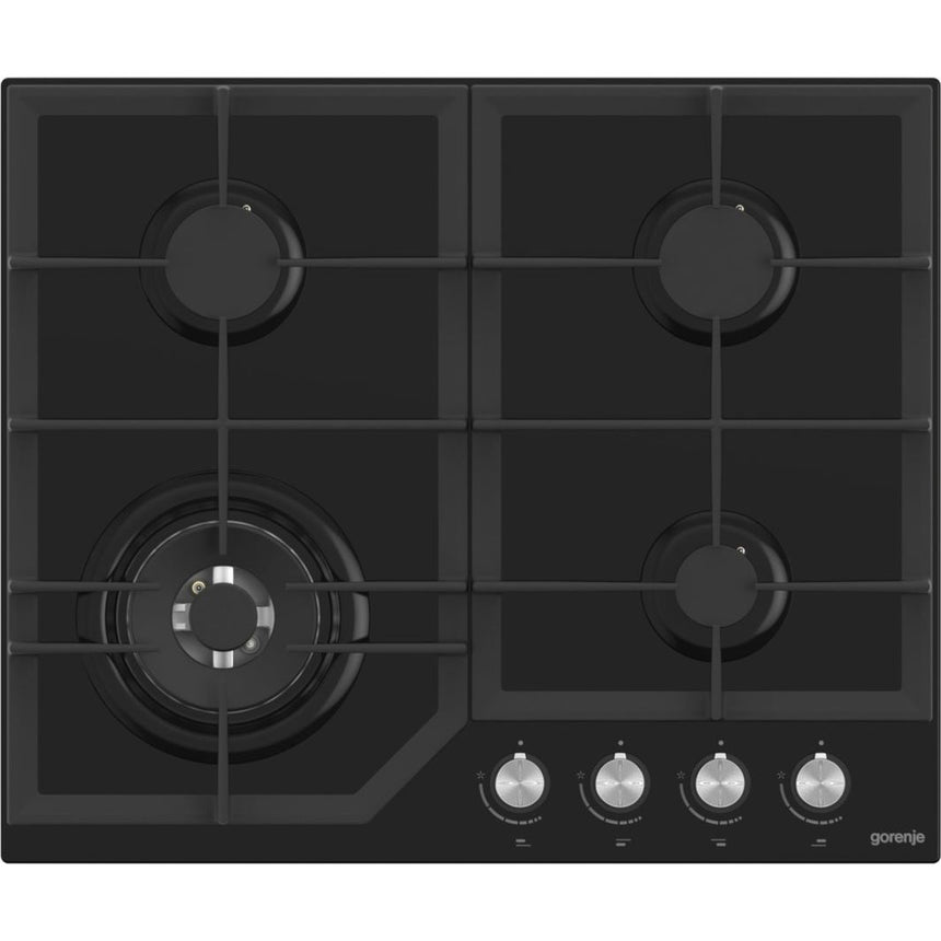 Plita incorporabila Gorenje GTW641KB, Gaz, Sticla, 4 zone de gatit, 60 cm, Negru